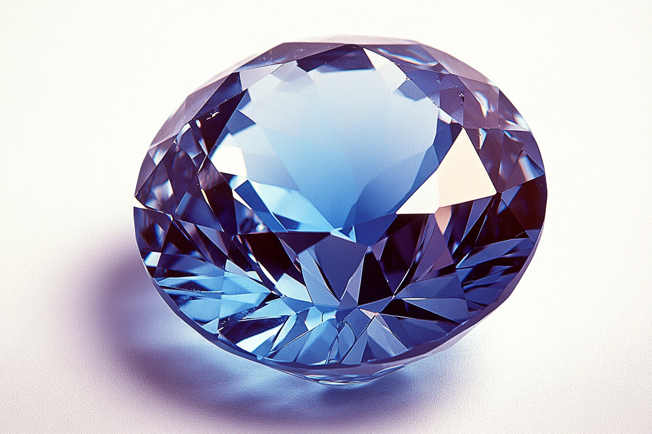 35mm film-style photo of large blue diamond.