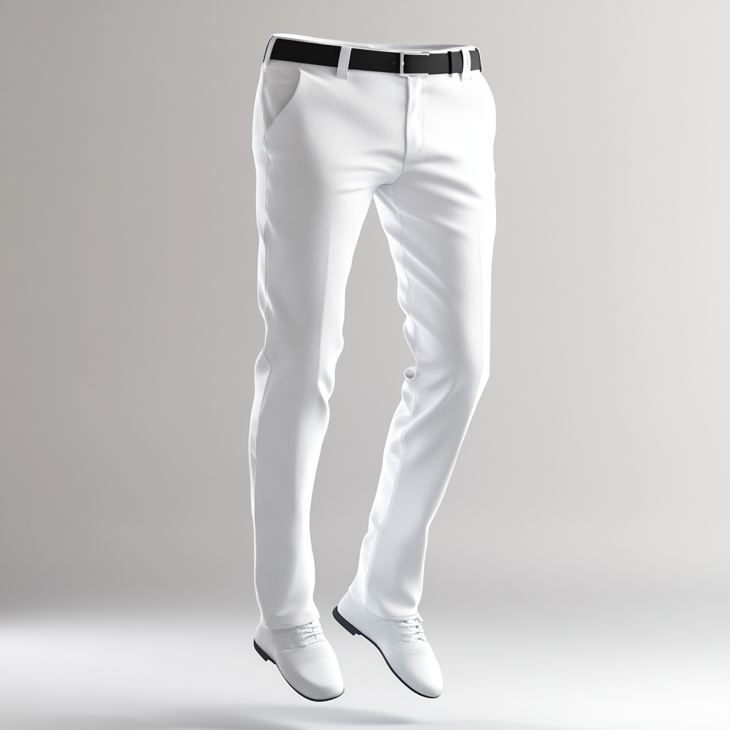 3D mens golf pants with textured twill fabric.