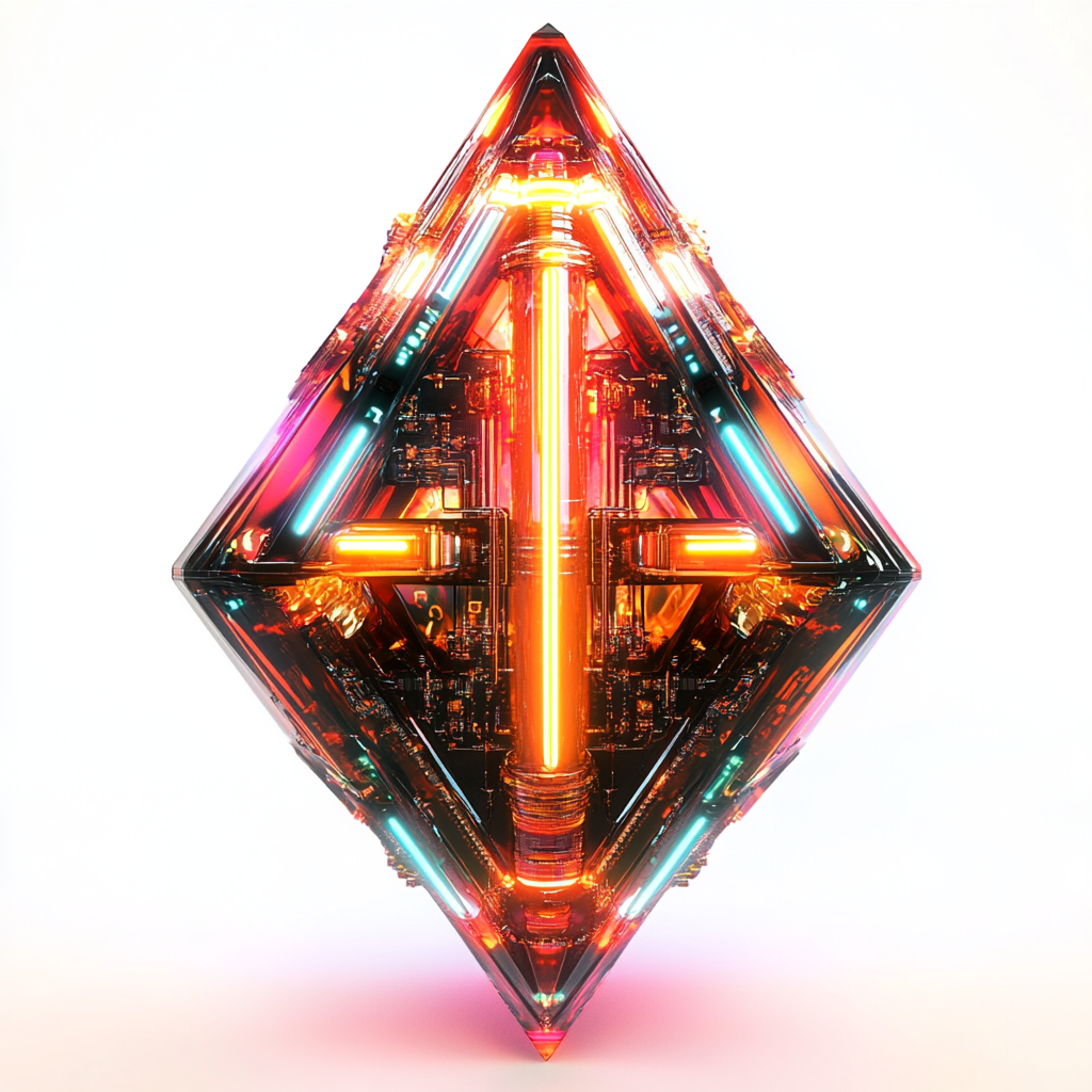 3d abstract logo with glowing neon signals on white.