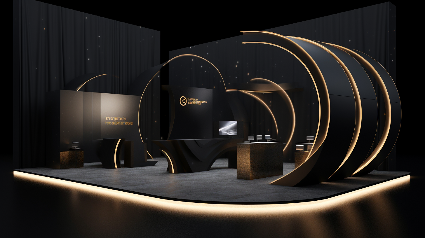 Exhibition stand mockup on black background