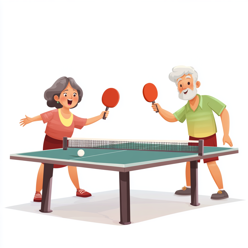 4 People Playing Ping Pong Cartoon Animation