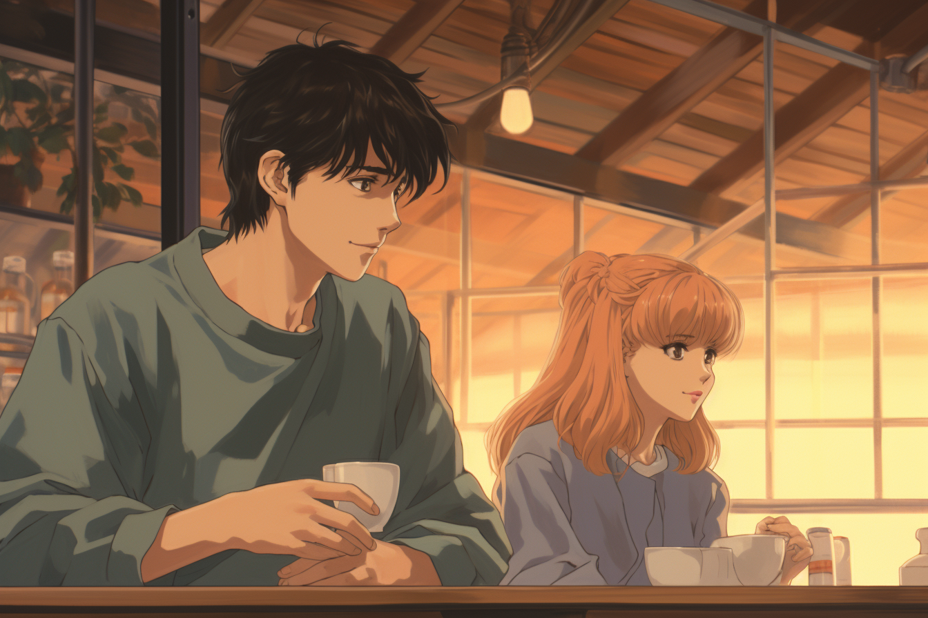 80s anime coffee shop retro fashion