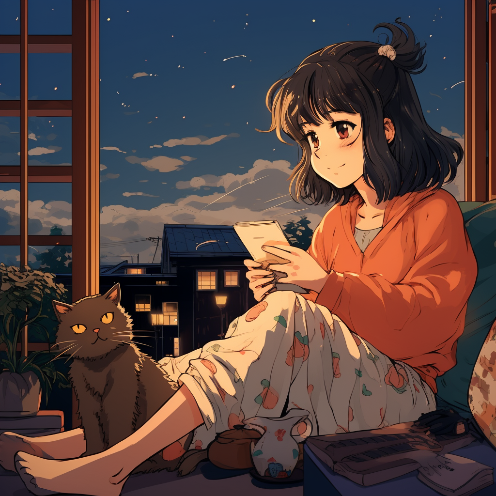 Cozy and Chill 90s Manga Lo-Fi Animated Image