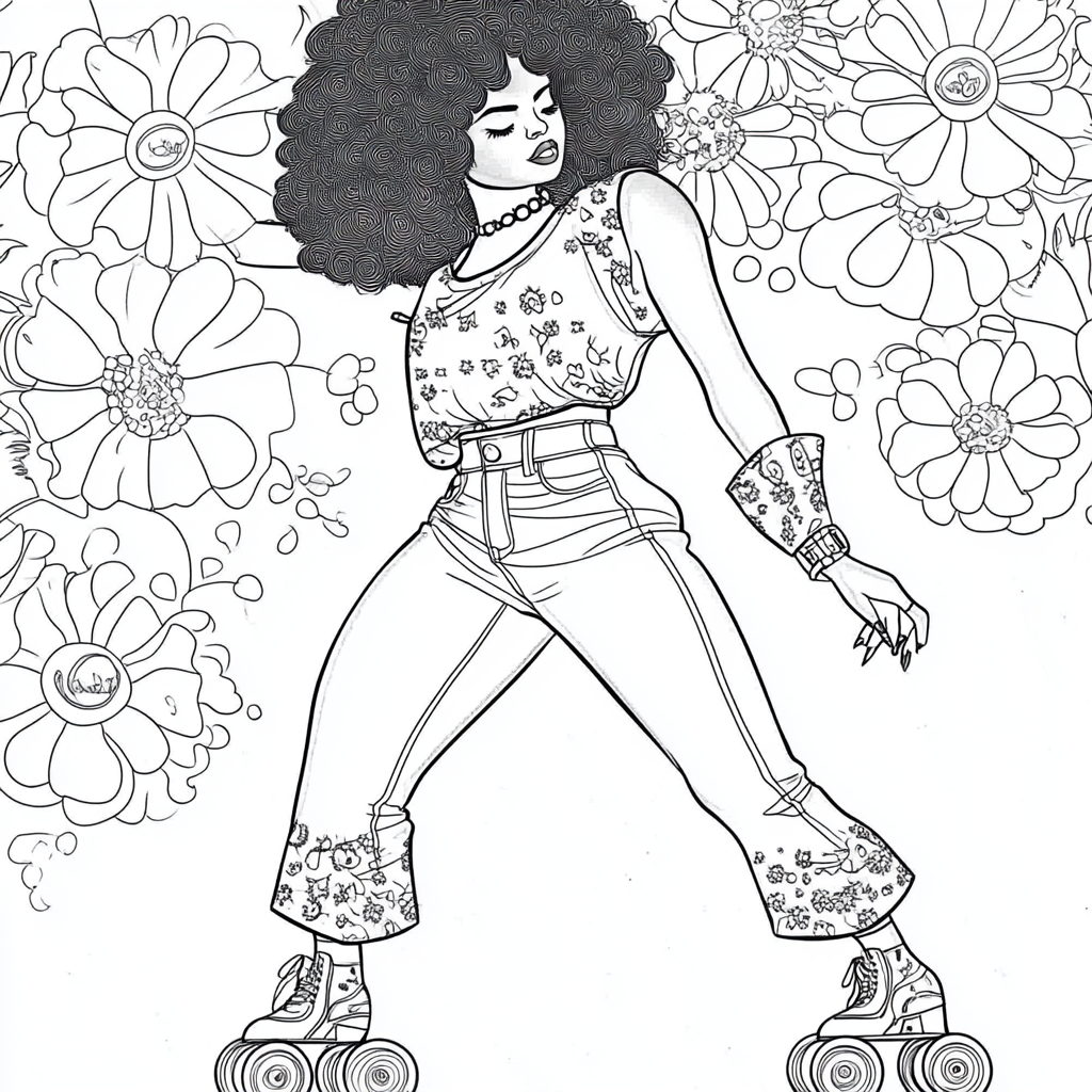 A fun coloring book of an African-American woman.