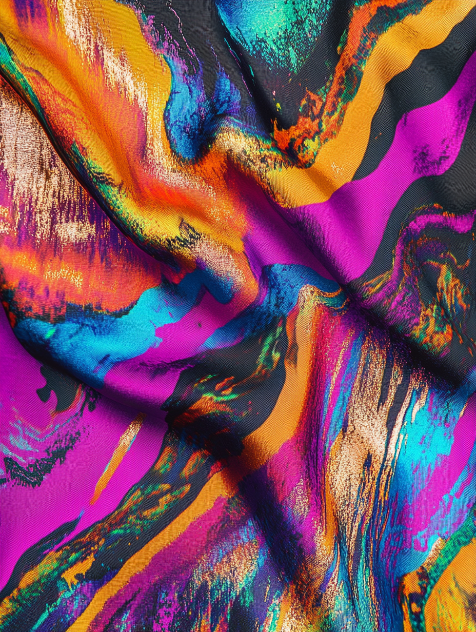 Bold, psychedelic fabric design influenced by Thorgerson and Warhol.