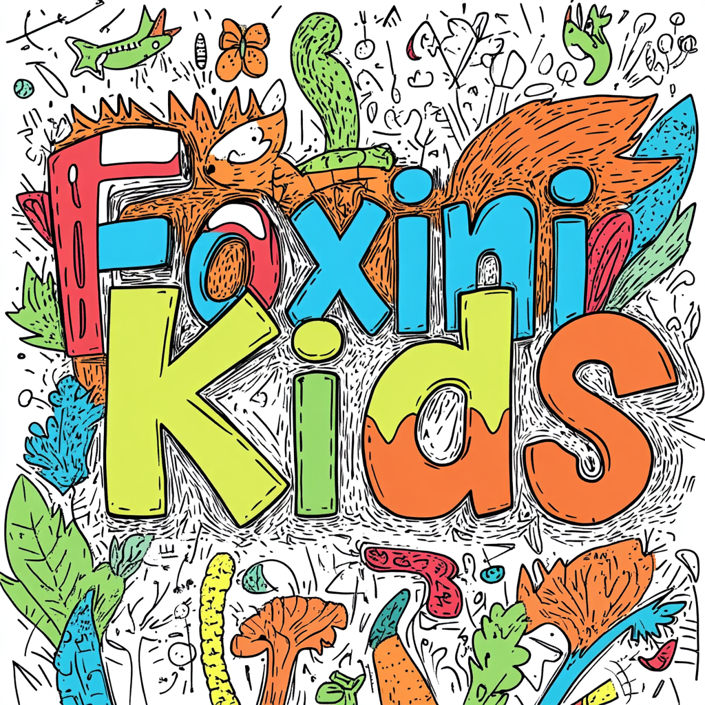 Bright Foxini Kids Cartoon Background for Coloring