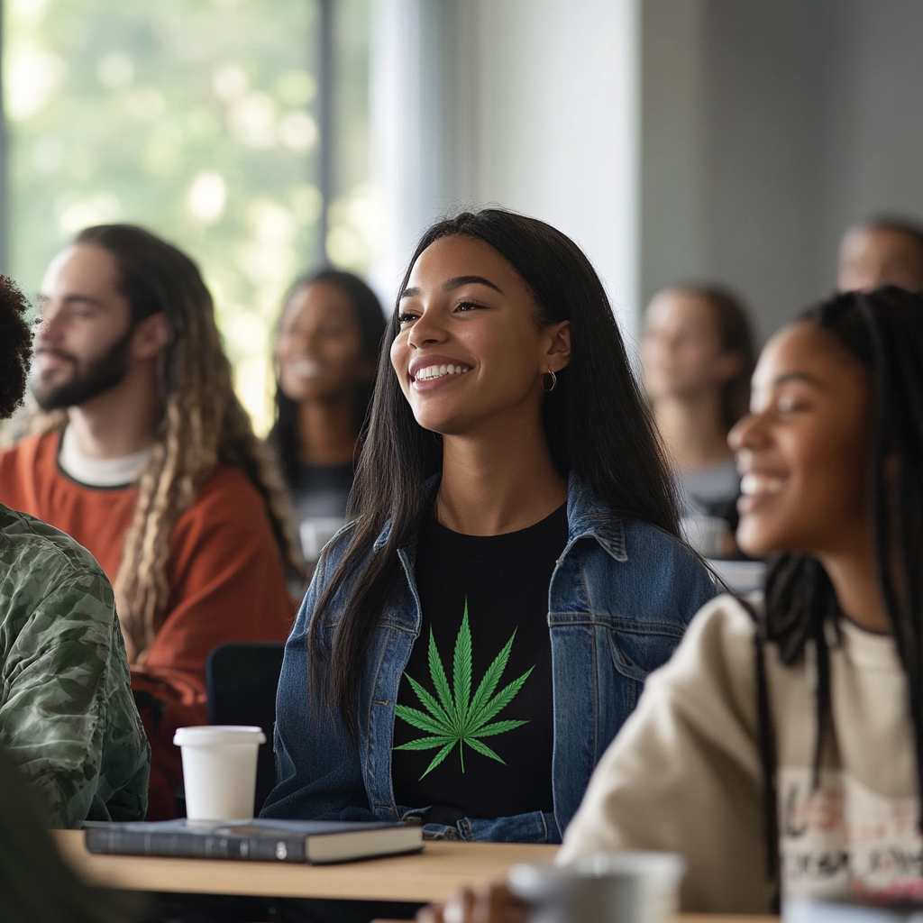 Cannabis Training Classroom with Diverse Students in Square Photo