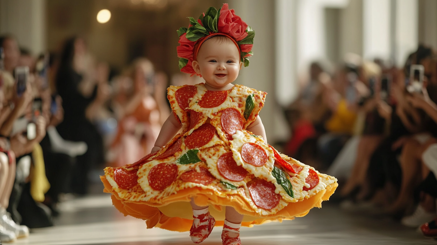 Cute Baby Fashion Show: Pizza-Inspired Runway Outfit