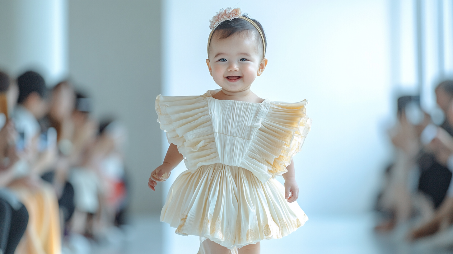 Cute Baby in Gyoza-Inspired Couture