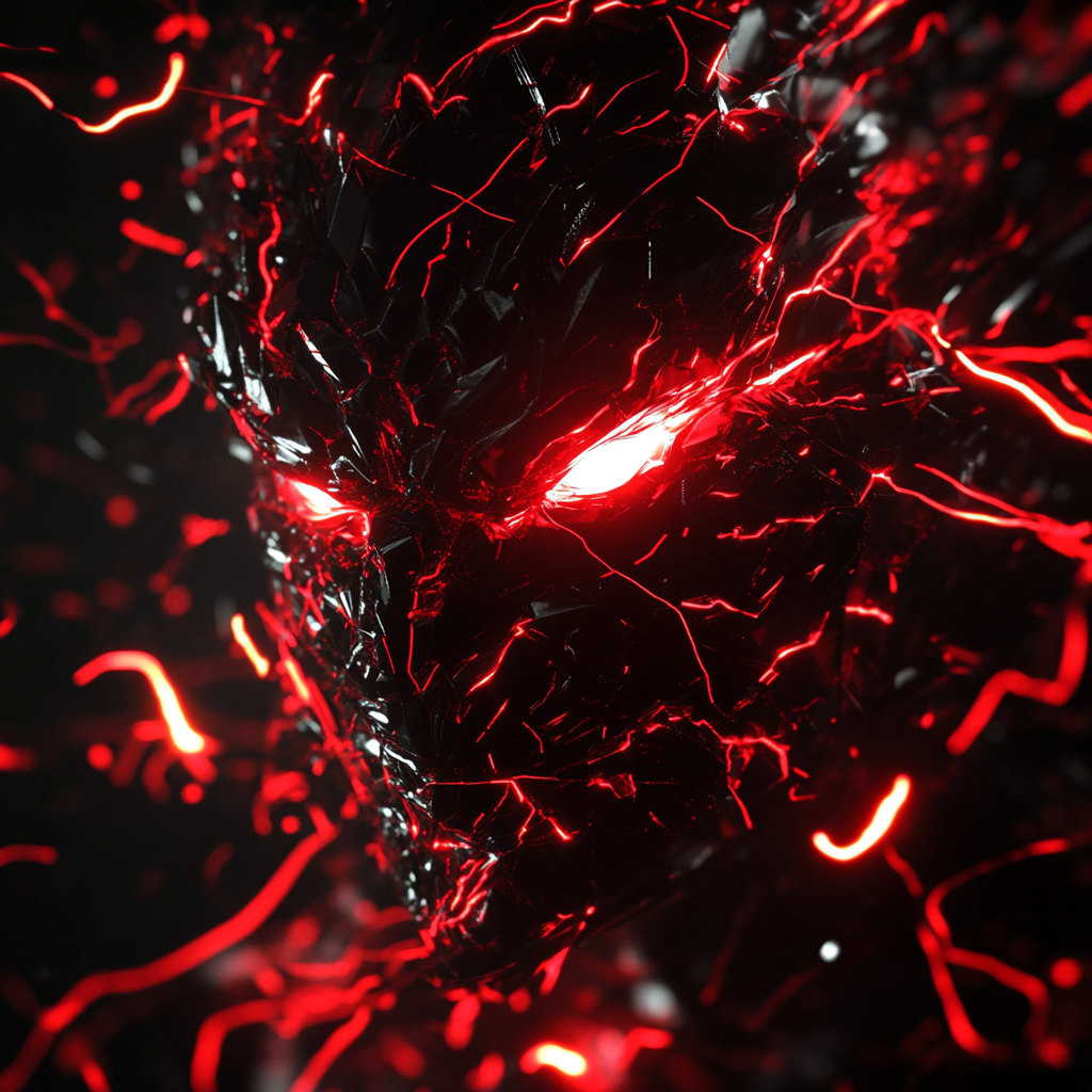 Dark red energy swirls lightning anime artiche_neon electric demon