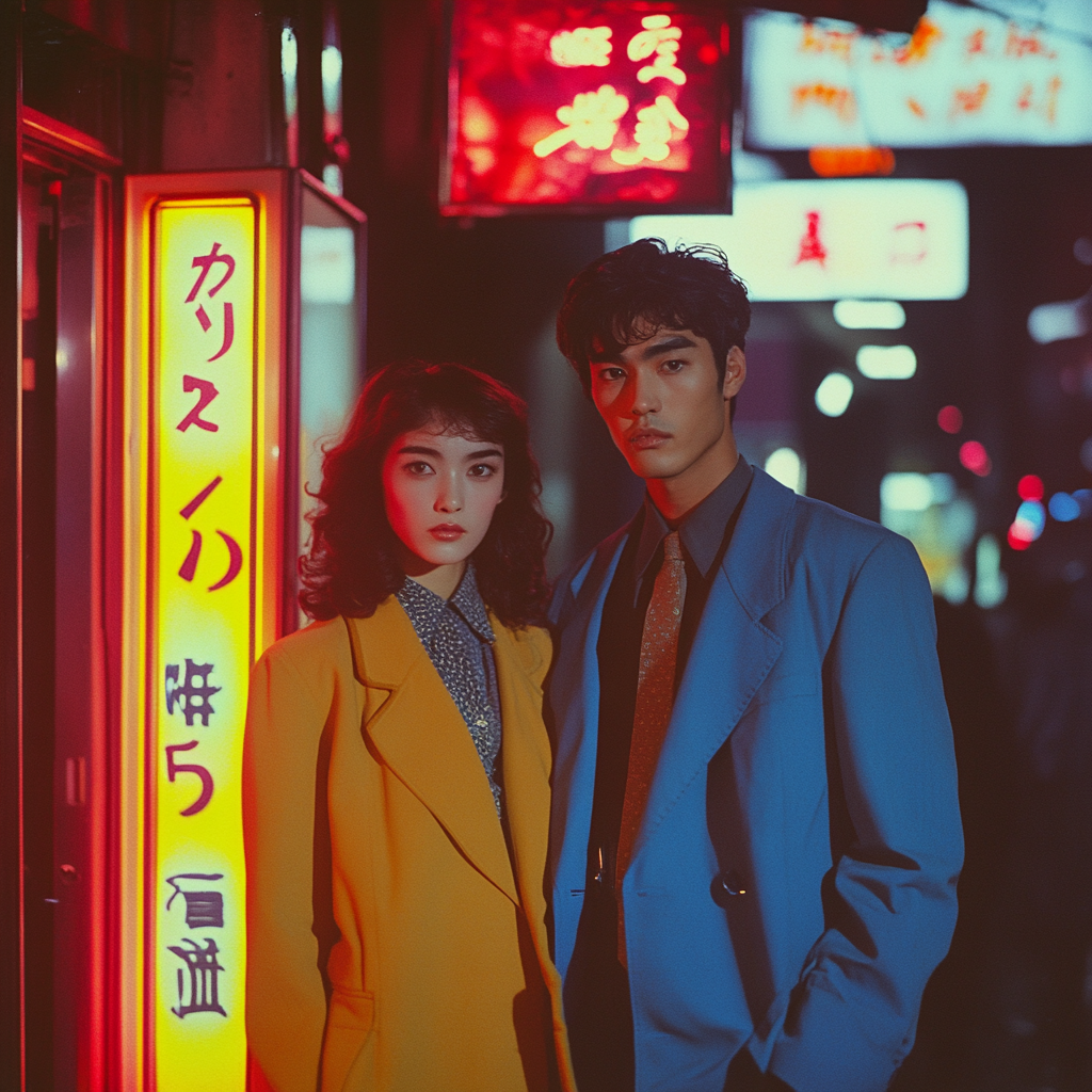 Fashion line in fall colors on Japanese models.