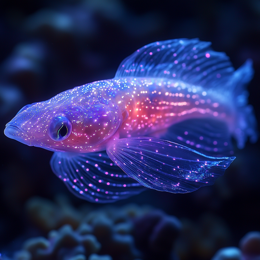 Fashionable deep sea viperfish with metallic LED lights.