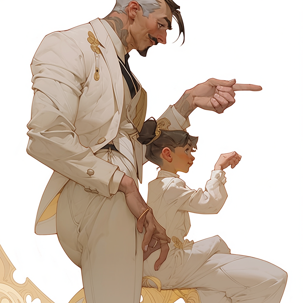 Father and Son Holding Hands, Pointing by Jc Leyendecker