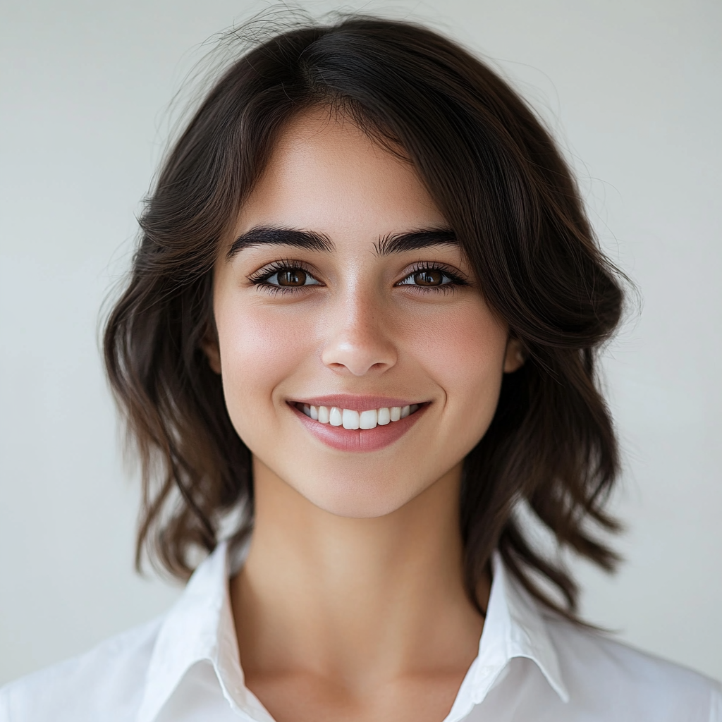 Frontal shot of smiling woman in courtroom setting.