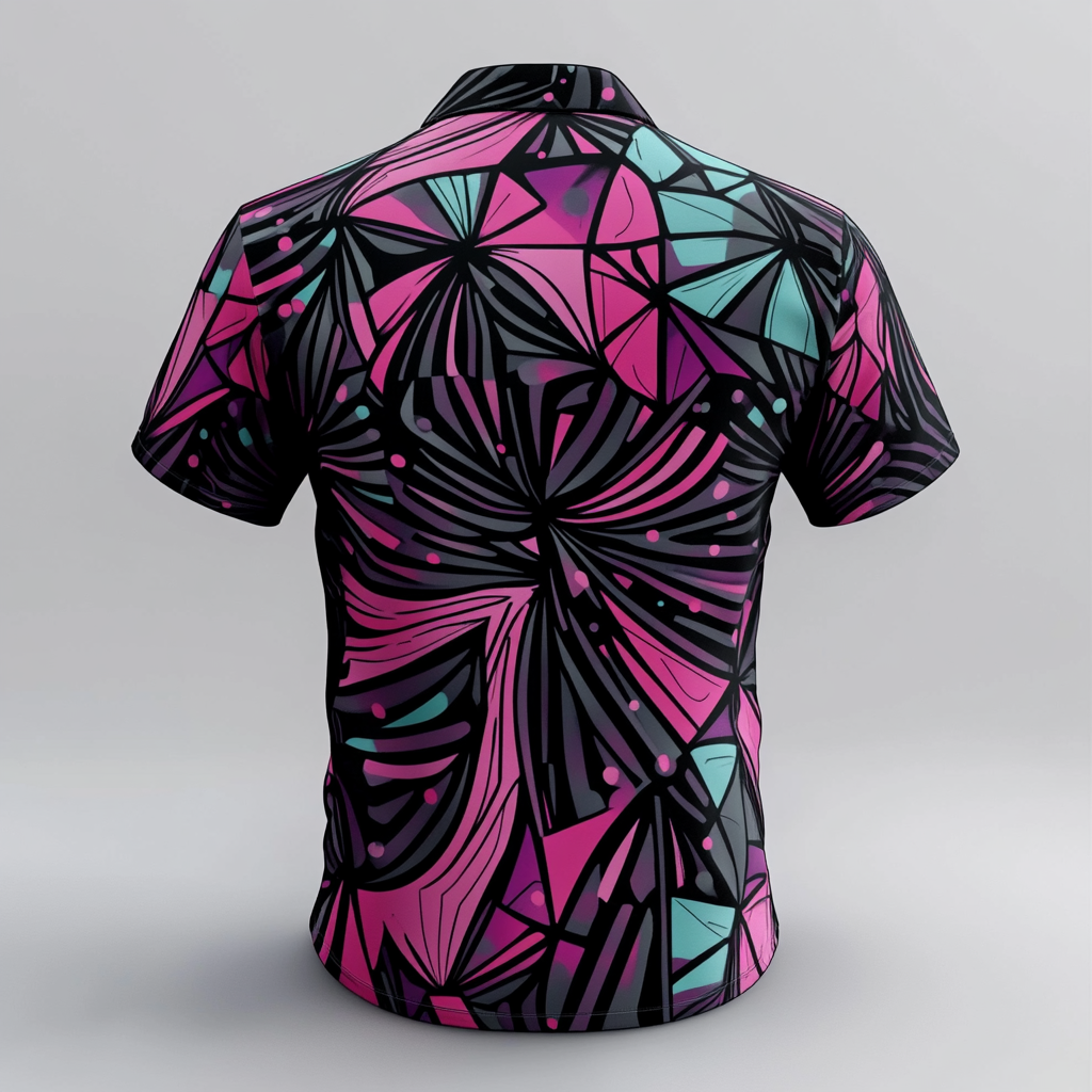 Geometric pattern for shirt design on front and back.