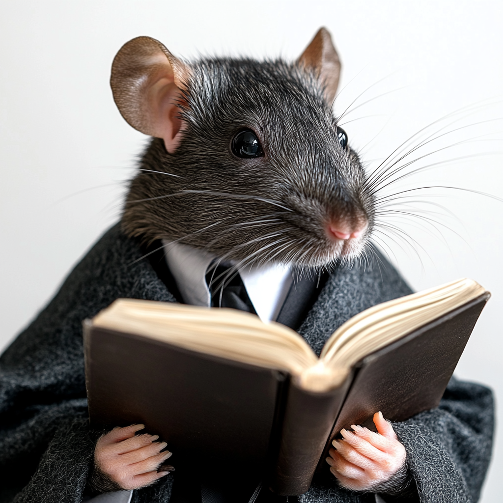 Gray rat lawyer posing for professional headshot .