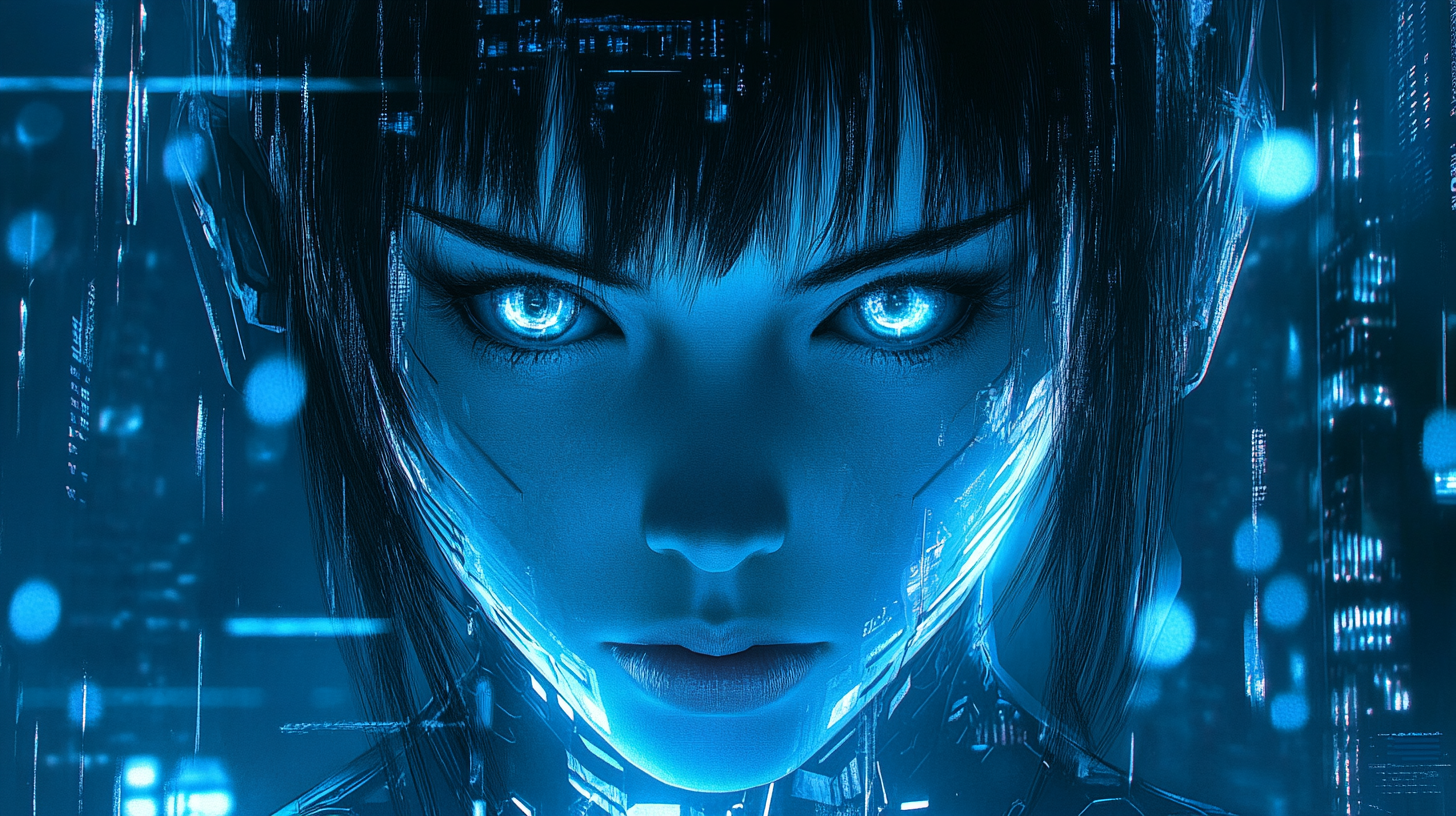 Hacking event logo in Quebec blue like Ghost in the Shell.