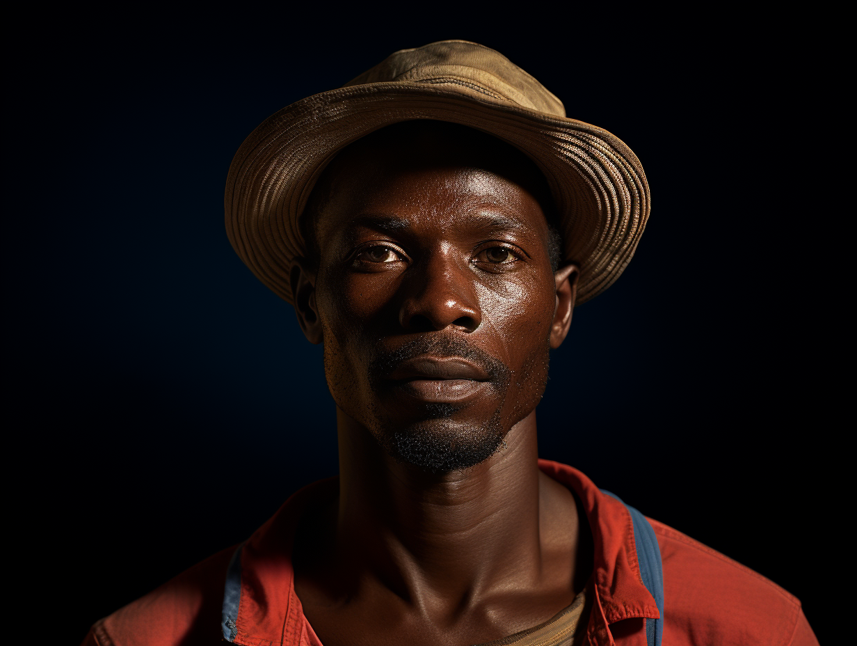 Haitian man portrait on dark background