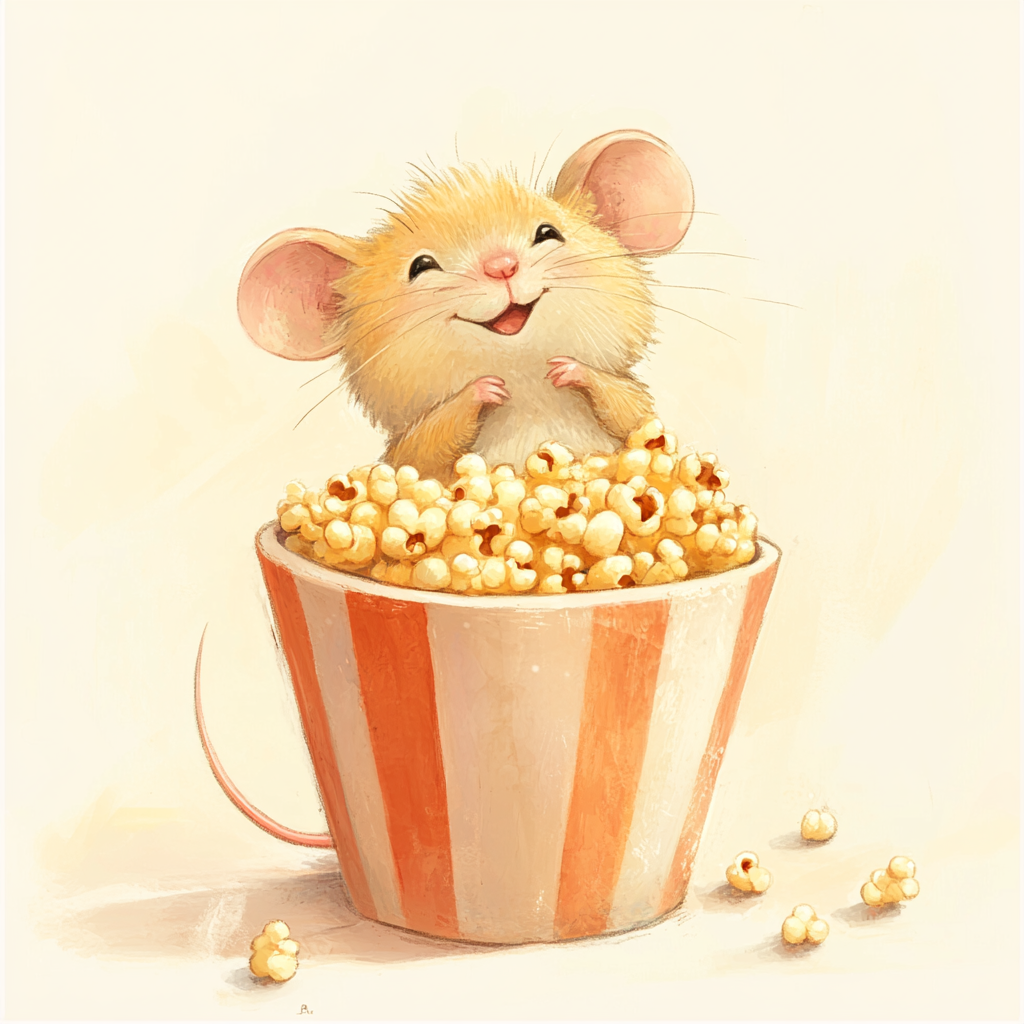 Happy rat napping next to empty popcorn cup.