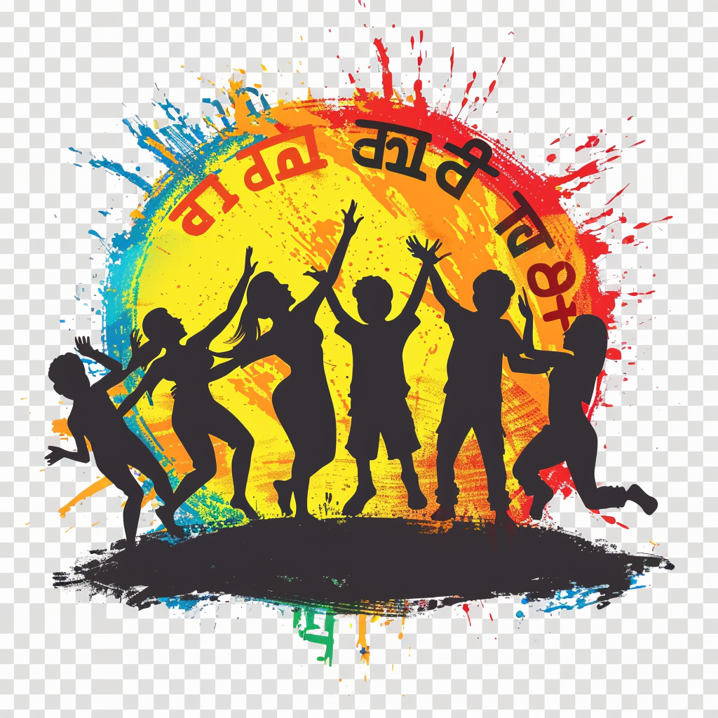 Hindi dance rave logo with symbol letters in circle.