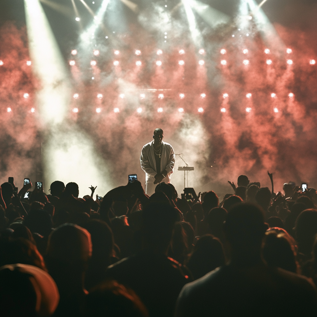 Hip Hop Artist Performing in Front of Fans