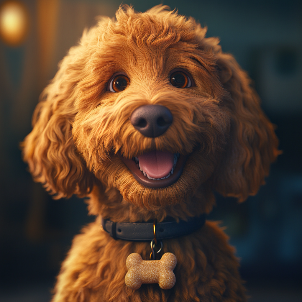 Hyper Realistic Golden Doodle with Bone 8K Photo