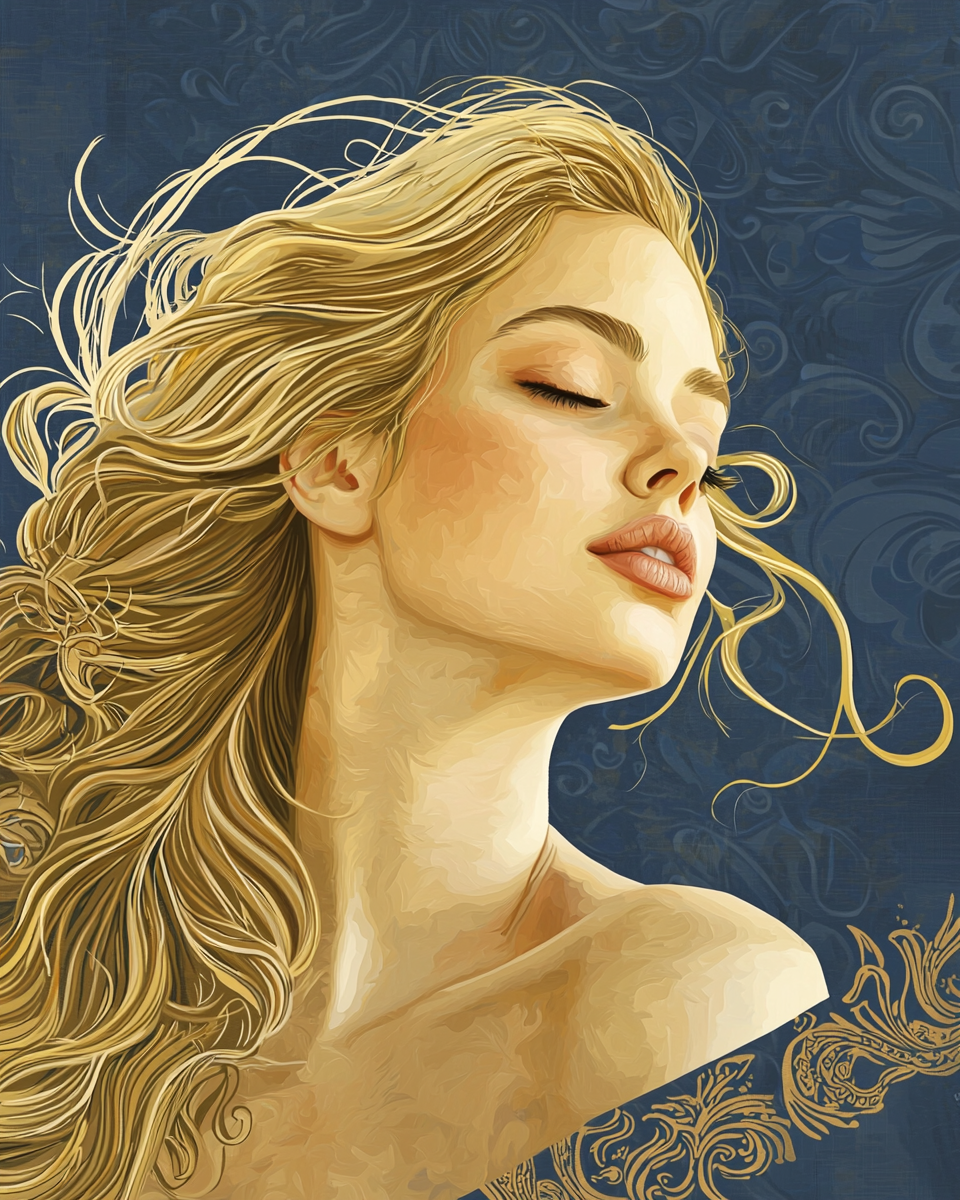 Hyperrealism Portrait Greek Goddess Aphrodite Profile Blond