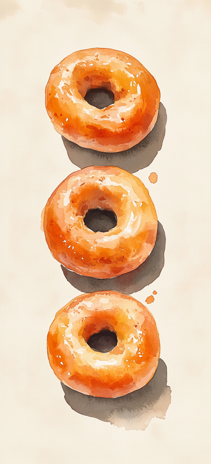 Illustration of bagels with simple details on beige background.