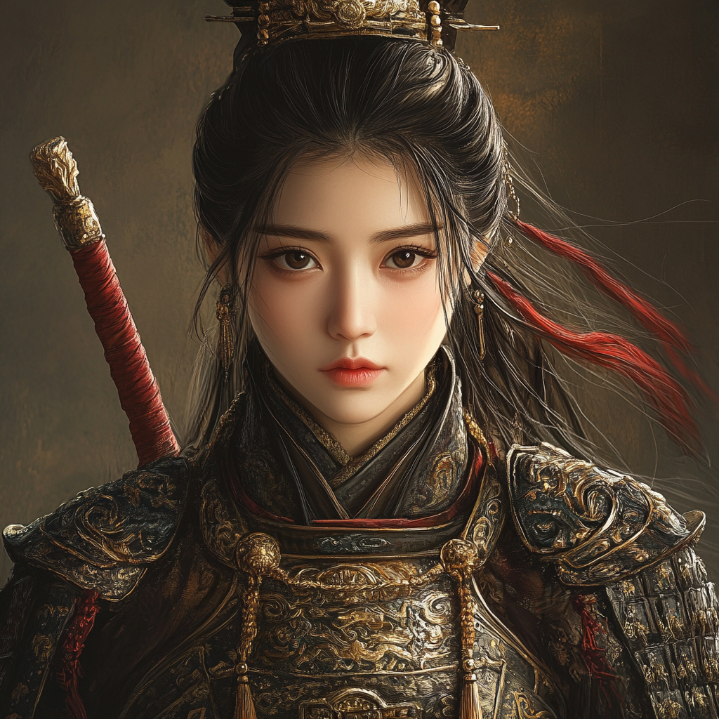 Image of young female general in ancient China.