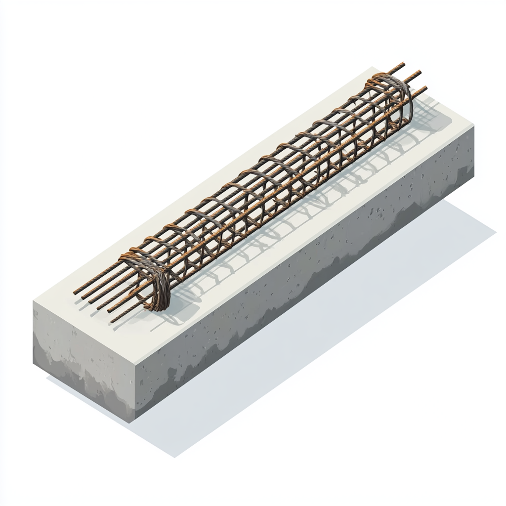 Isometric Concrete Beam Construction Rebar Icon Illustration