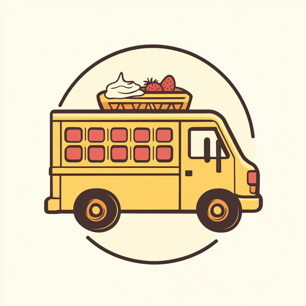 Logo for Belgian waffle truck with golden waffle design.