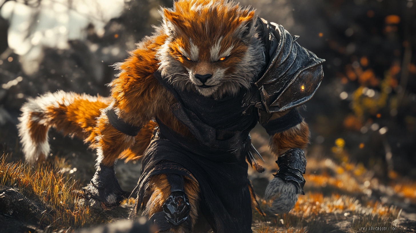 Male Leonin Fighter Walking - Dark Fantasy Action