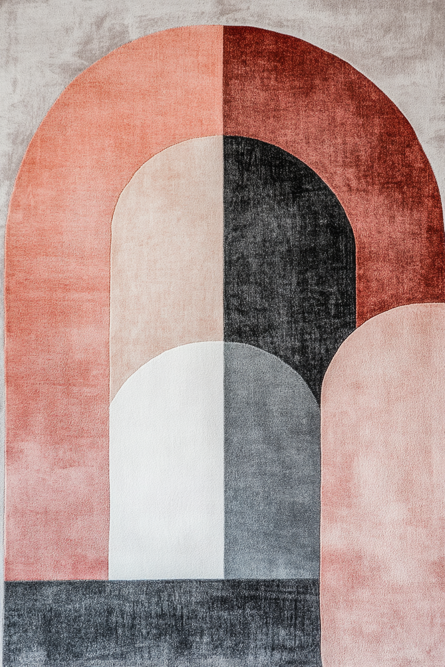 Minimalist abstract artwork with geometric shapes in soft tones.