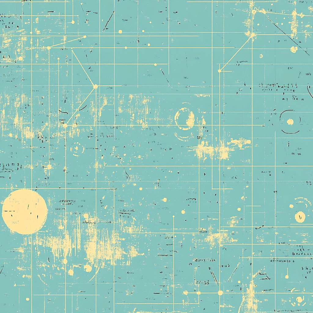 Pastel blue and yellow flyer with white equations diagrams.