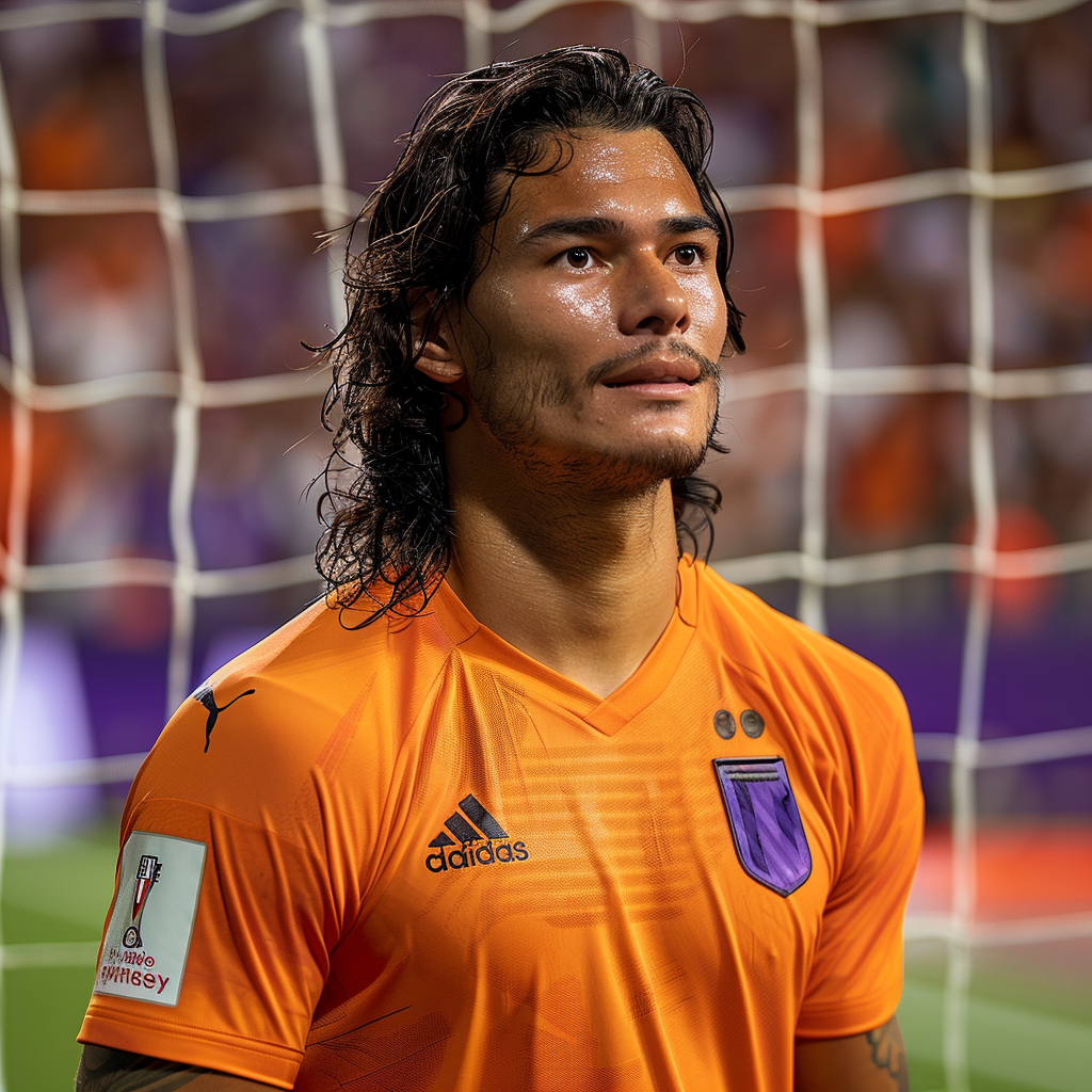 Peruvian goalkeeper Junior Delgado in Fiorentina uniform.