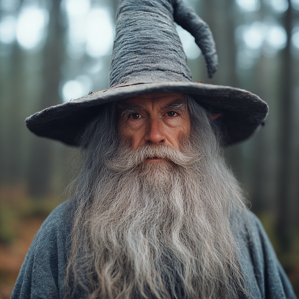 Photo of middle-aged gnome in wizard hat.