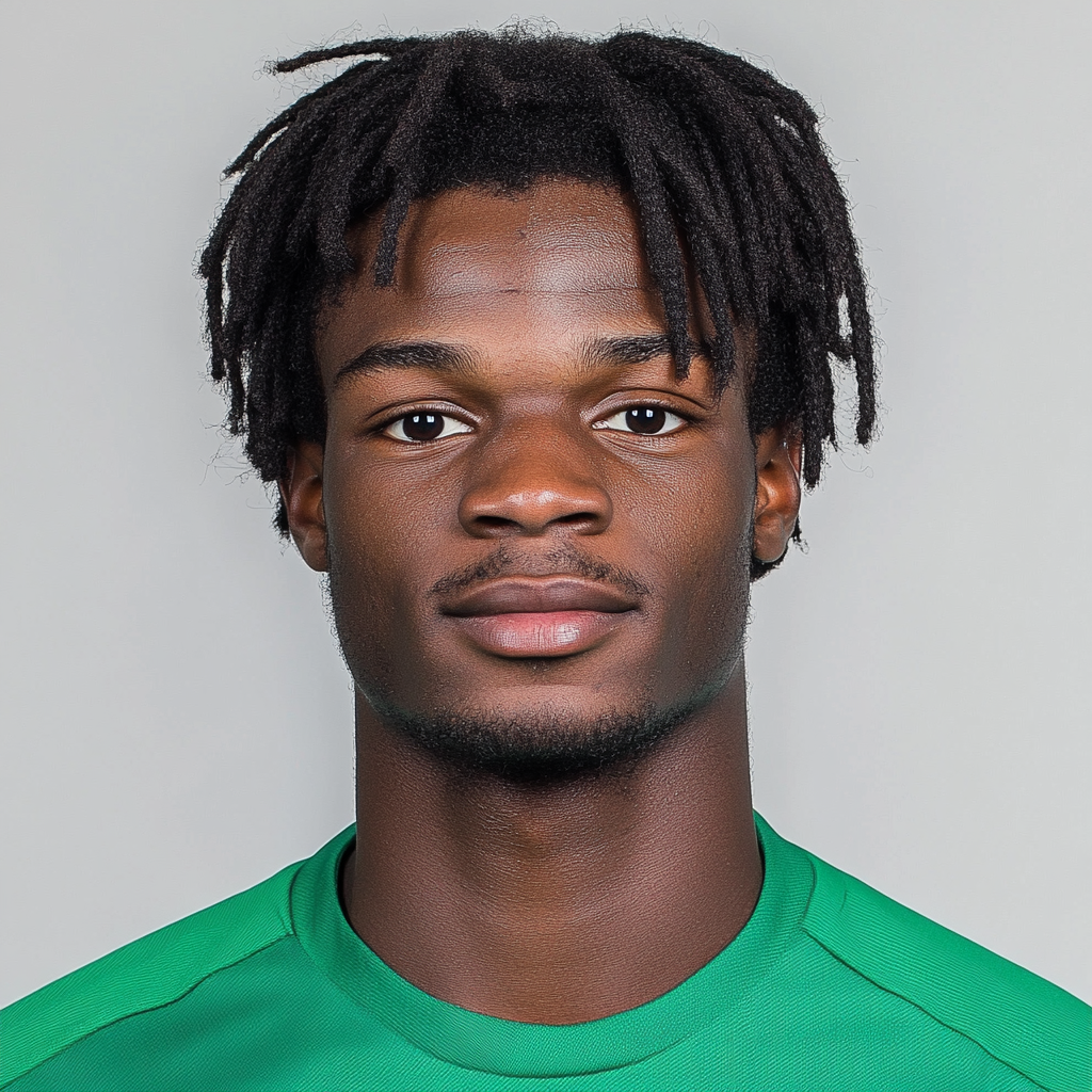 Portrait of 21 year old professional footballer, West African.