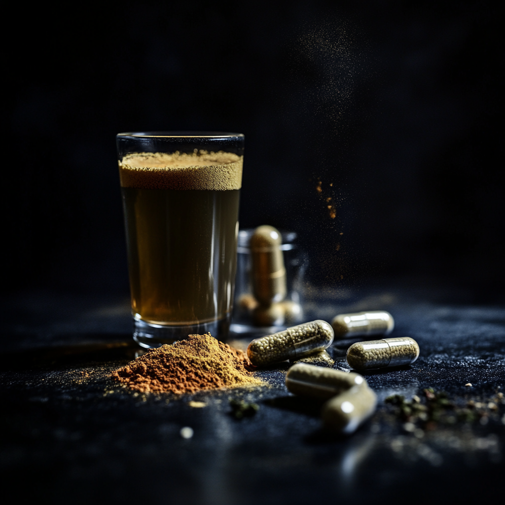 Professional photographer documents herbal supplement and protein beverage.