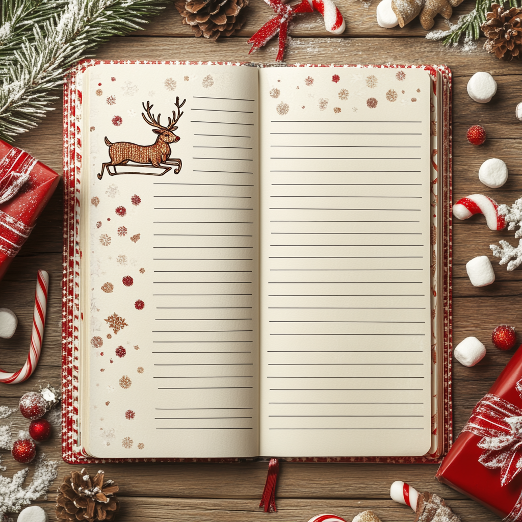 Refined christmas-themed journal page with realistic textures and details.