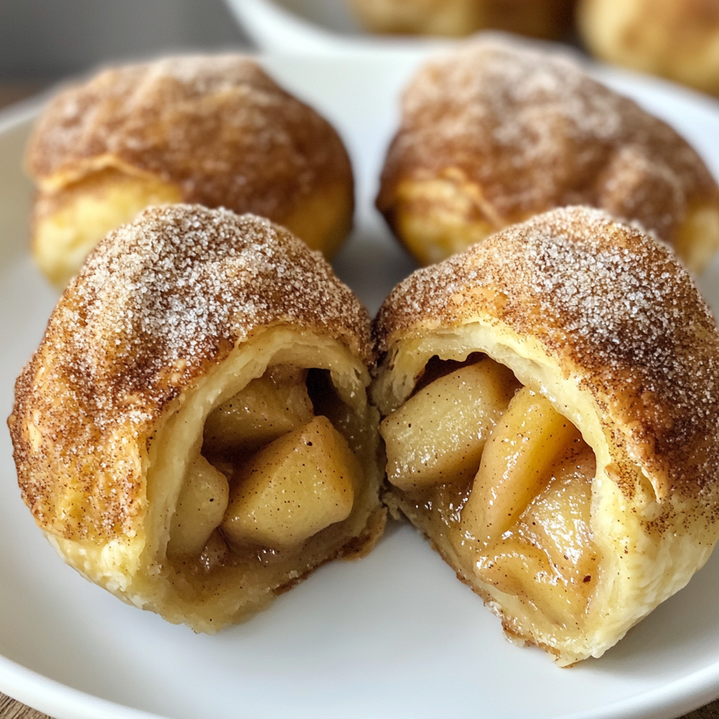 Round apple pie bombs with sweet, gooey centers.