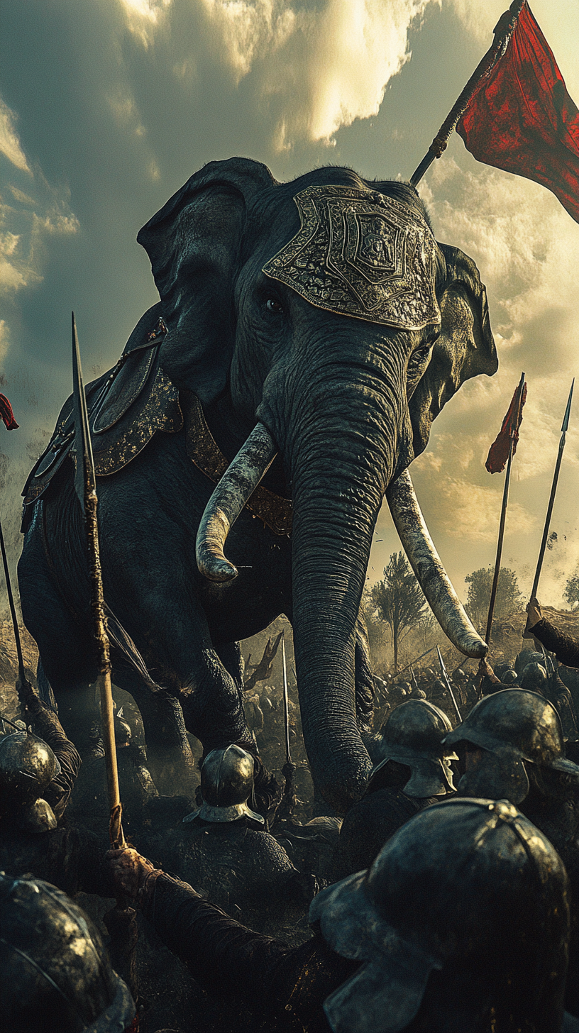 Scipio Africanus defeats Hannibal with elephants in Zama battle.