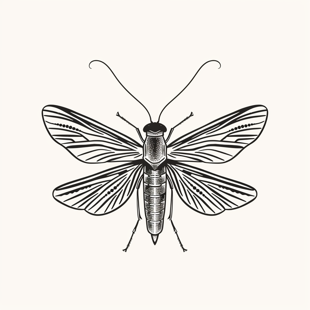 Sleek logo for lacewing insect publishing company.