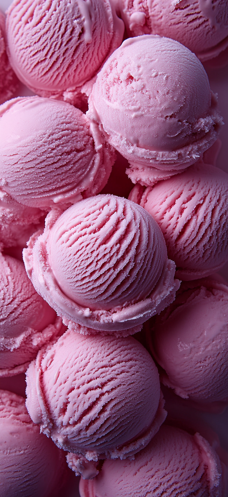 Soft pink-blue ice cream scoops, intricate and refreshing. Canon camera.