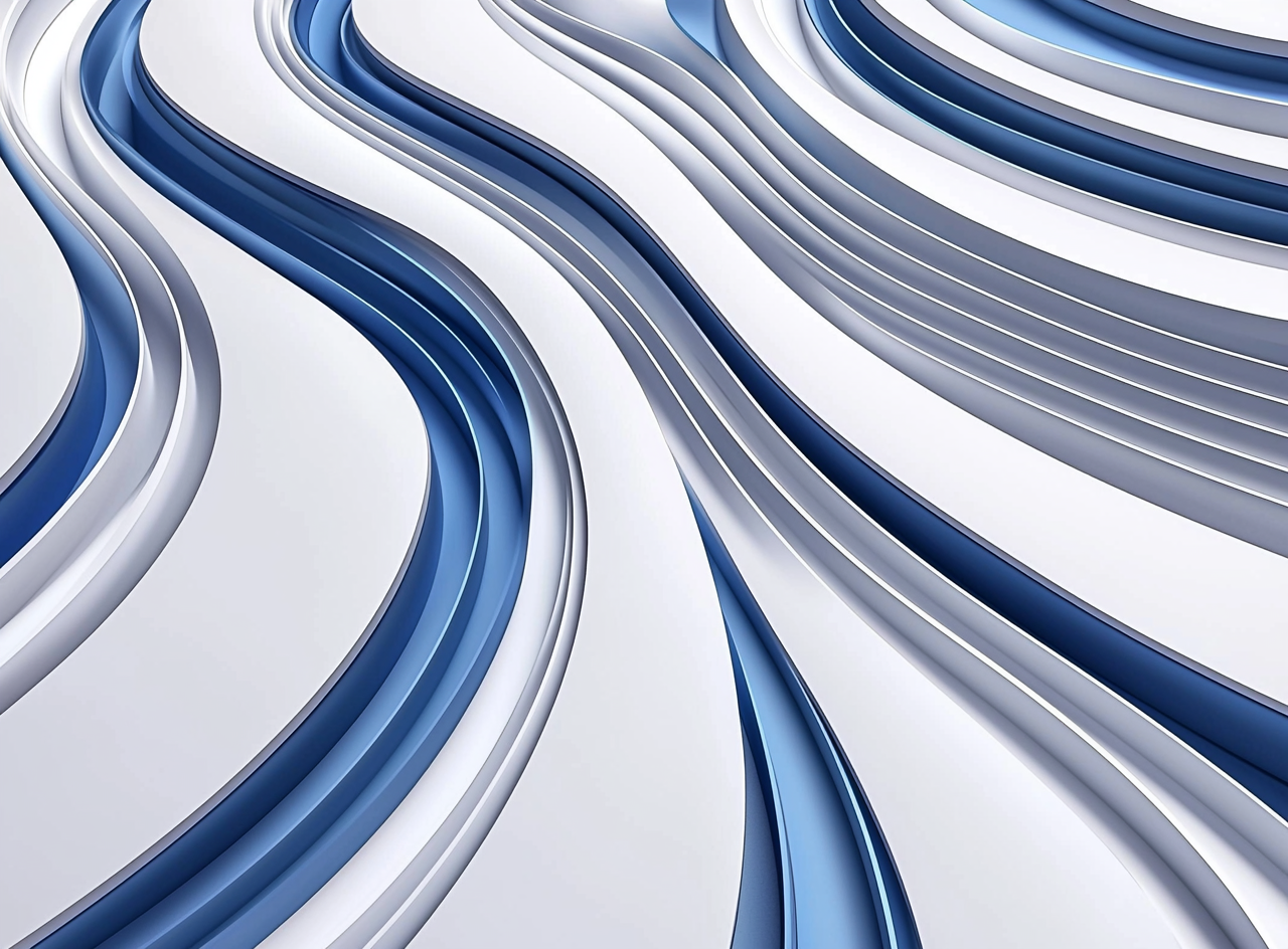 Sophisticated 3D Curved Lines Wallpaper in Sapphire and White