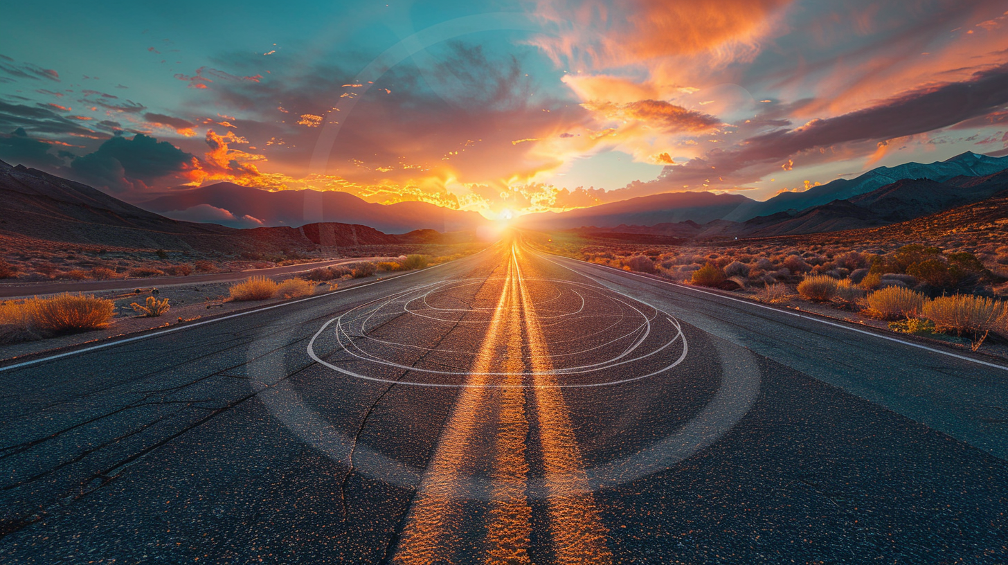 Spiral Highway: Sunrise in Hyper Realistic Style