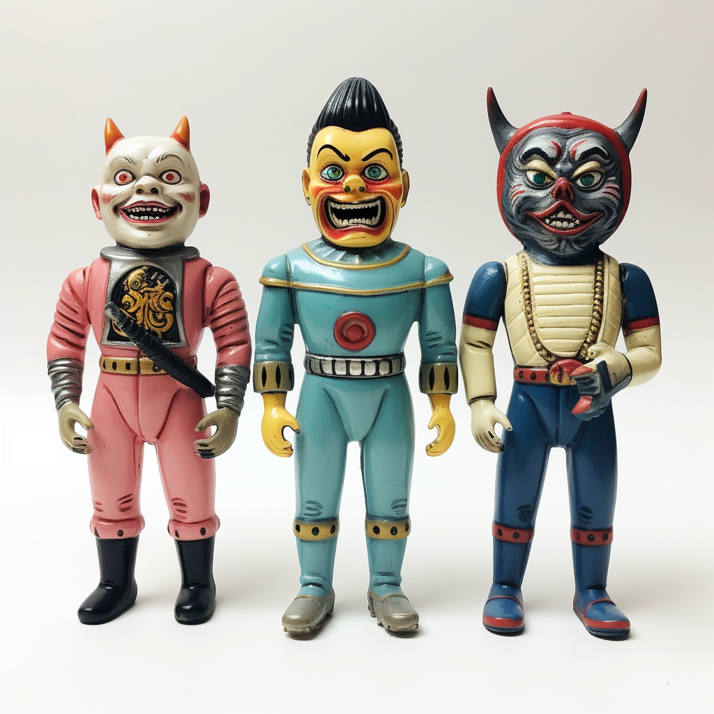 Three 60s Japanese horror figures in vintage sizes.