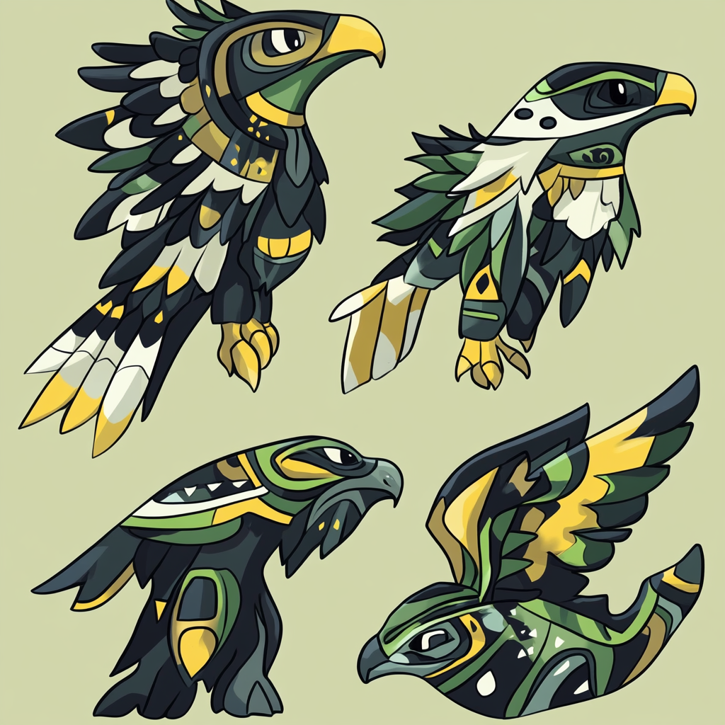 Totem Pokemon evolution starting with eagle, advancing to orca