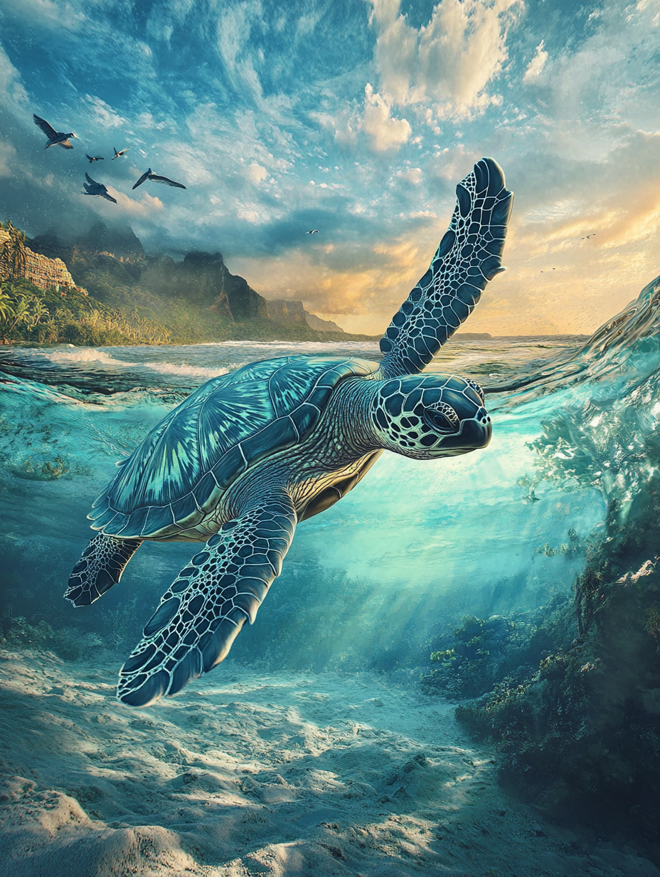 Turtle Speed Contrasts - Ocean Glide, Land Slow 