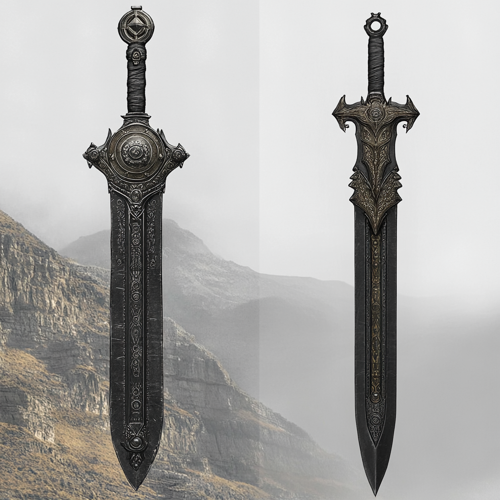 Ultrarealistic Sword and Dagger with Aztec Details