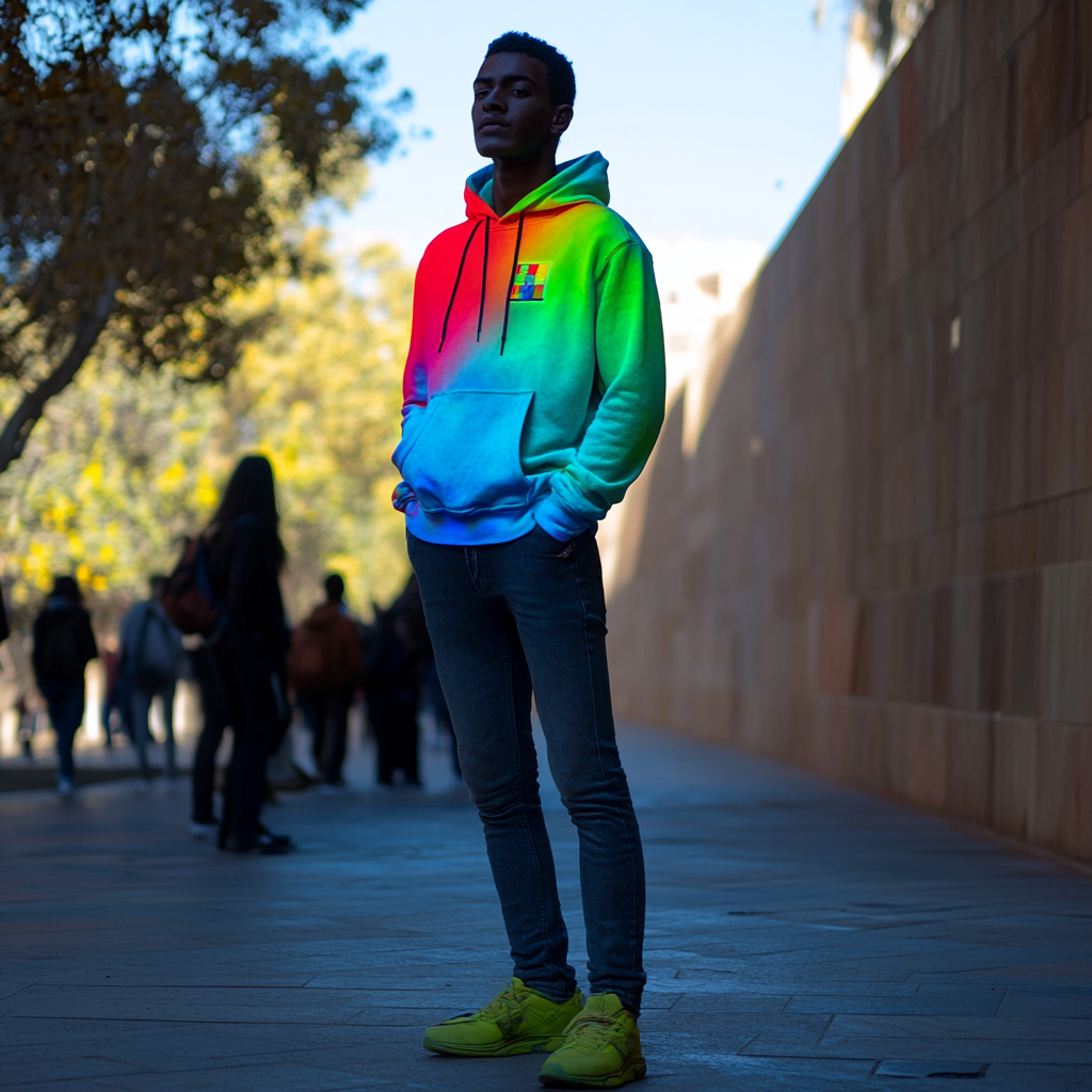 University student superhero Camaleón blends into campus surroundings